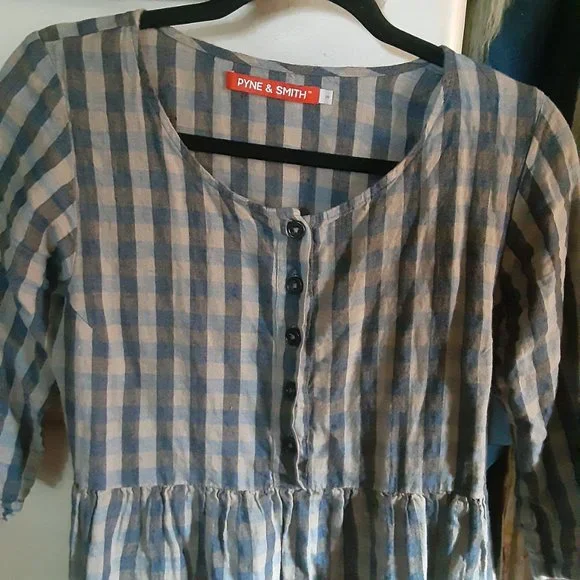 Pyne & Smith Blue Checkered Midi Dress - Picture 2 of 3